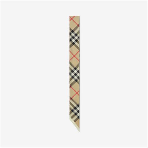 Skinny Check Silk Scarf in Archive beige 